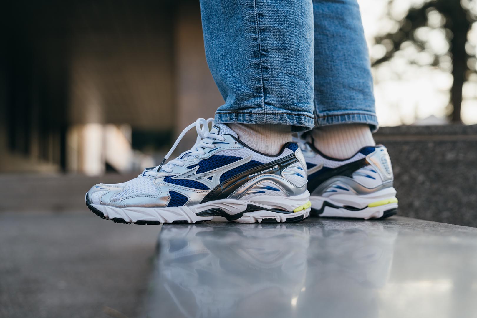 Men's shoes Mizuno Wave Rider 10 White/ Silver/ Surf the Web